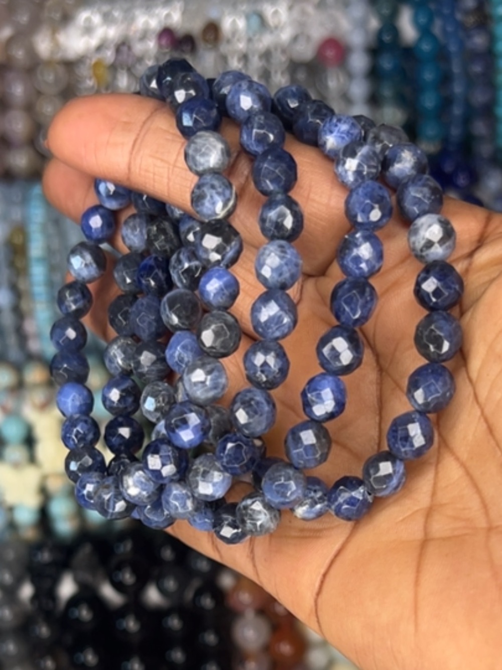 Faceted sodalite bracelet SIZE 6.75-7’ ( ONE )